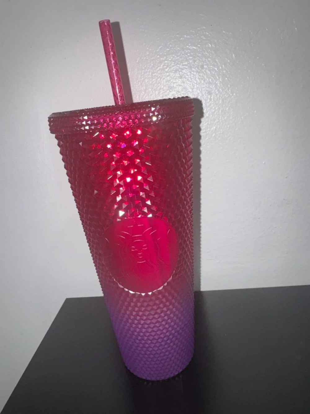 Disney Ombre Studded Starbucks Cup  in Pink and Purple with Straw